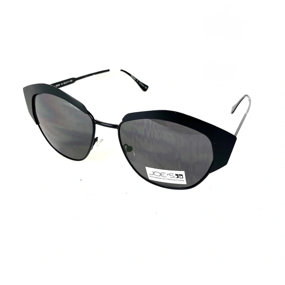 NWT Joe’s Jeans Sunglasses Black Satin Cat Eye Round UV Protection NEW Designer